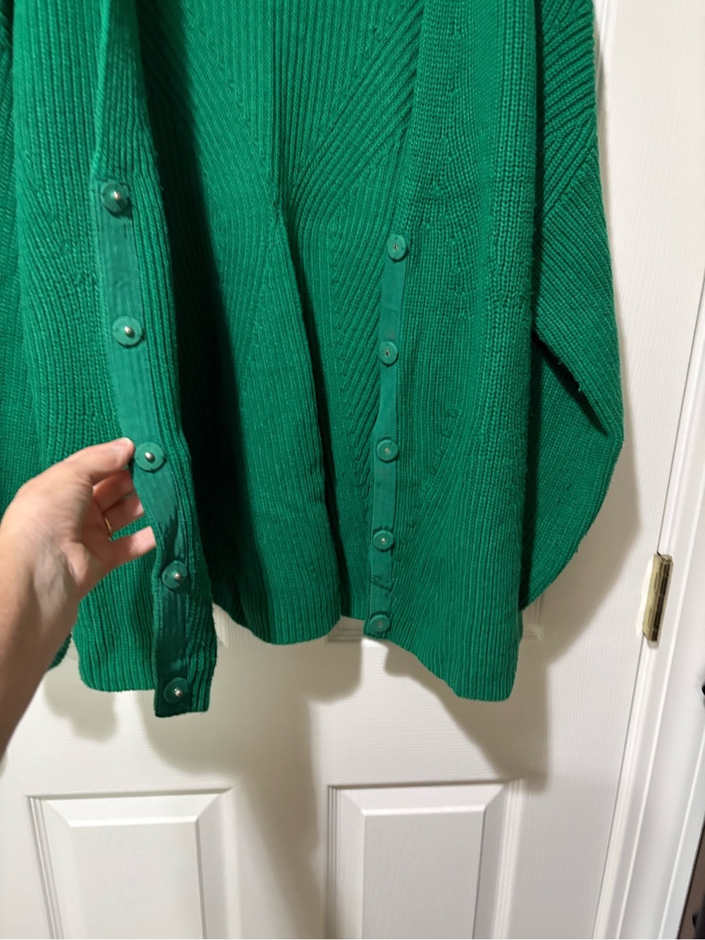 CAbi Emerald Green Ribbed V-Neck Cardigan Styke 3709 - Picture 3 of 6